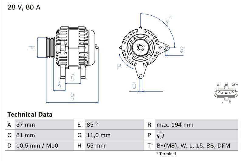 Alternator BOSCH 0 986 047 410
