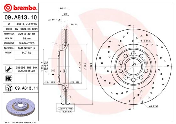 Tarcza hamulcowa BREMBO 09.A813.11