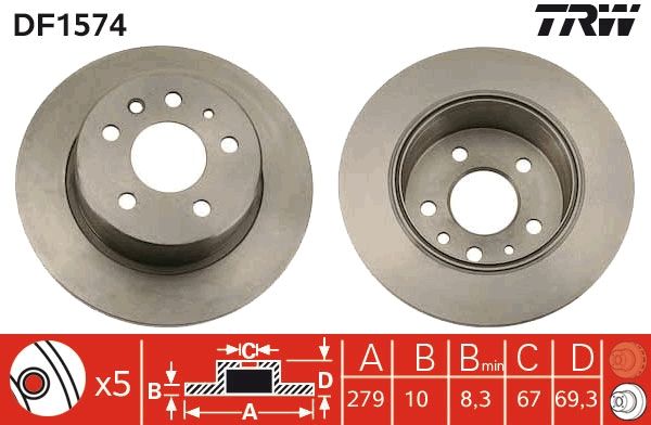 Tarcza hamulcowa TRW DF1574