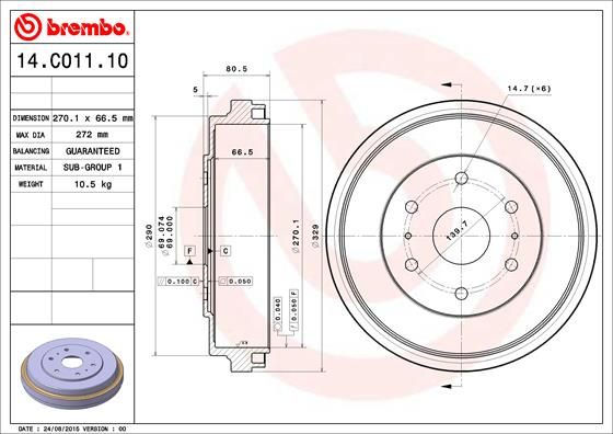 Bęben hamulcowy BREMBO 14.C011.10