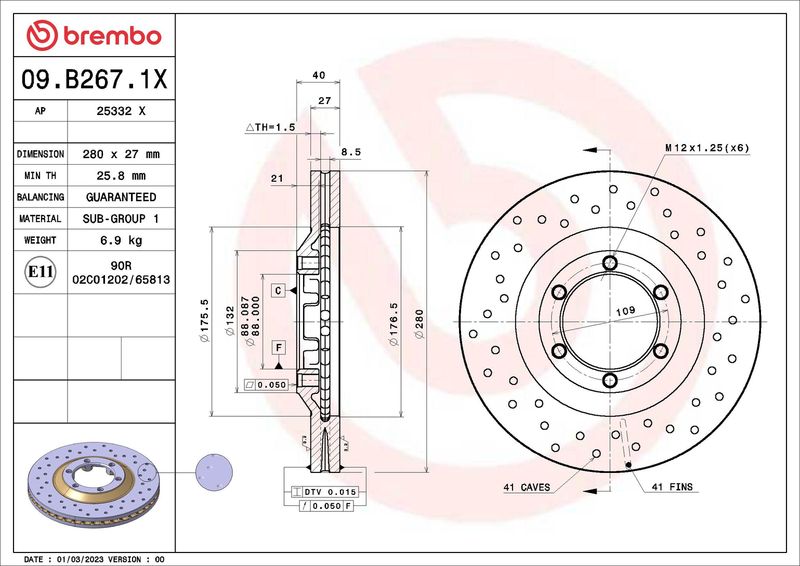 Tarcza hamulcowa BREMBO 09.B267.1X