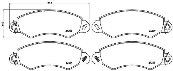 Zestaw klocków hamulcowych, hamulce tarczowe BREMBO P B1 002