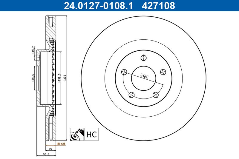 Tarcza hamulcowa ATE 24.0127-0108.1