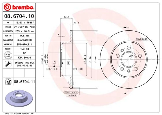 Tarcza hamulcowa BREMBO 08.6704.11