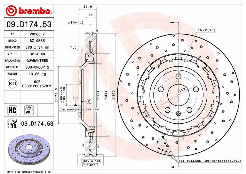 Tarcza hamulcowa BREMBO 09.D174.53