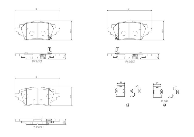 Zestaw klocków hamulcowych, hamulce tarczowe BREMBO P 83 178