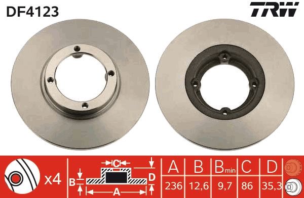Tarcza hamulcowa TRW DF4123