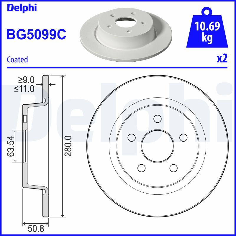 Tarcza hamulcowa DELPHI BG5099C