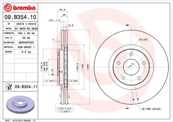 Tarcza hamulcowa BREMBO 09.B354.11