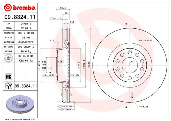 Tarcza hamulcowa BREMBO 09.8324.11