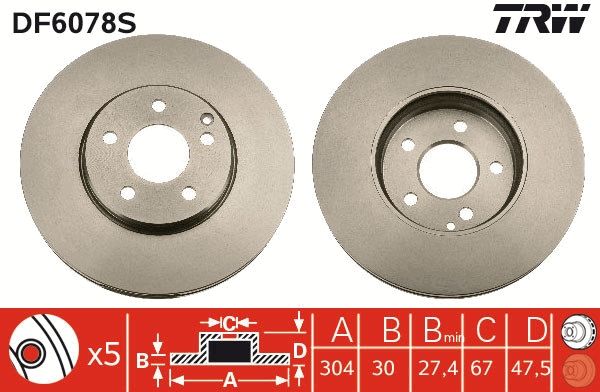 Tarcza hamulcowa TRW DF6078S