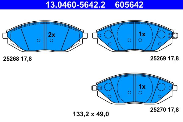 Zestaw klocków hamulcowych, hamulce tarczowe ATE 13.0460-5642.2