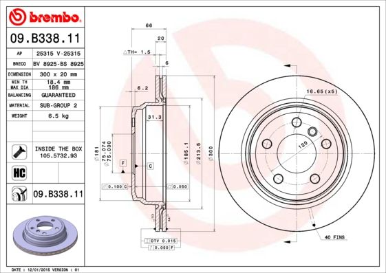 Tarcza hamulcowa BREMBO 09.B338.11