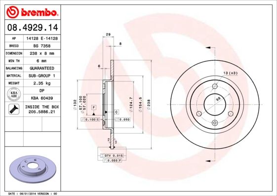 Tarcza hamulcowa BREMBO 08.4929.14