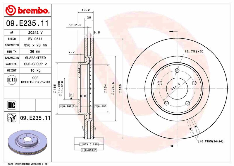 Tarcza hamulcowa BREMBO 09.E235.11