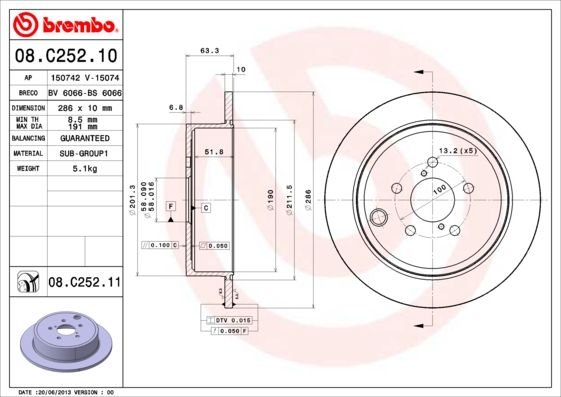 Tarcza hamulcowa BREMBO 08.C252.11