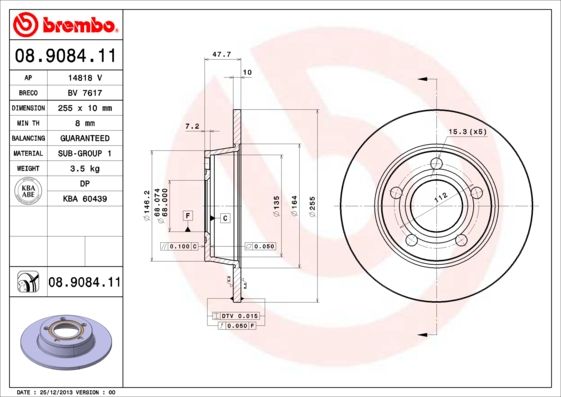 Tarcza hamulcowa BREMBO 08.9084.11