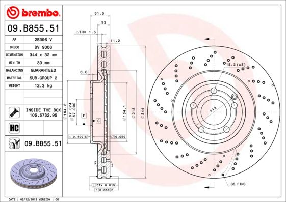 Tarcza hamulcowa BREMBO 09.B855.51