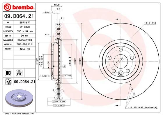 Tarcza hamulcowa BREMBO 09.D064.21