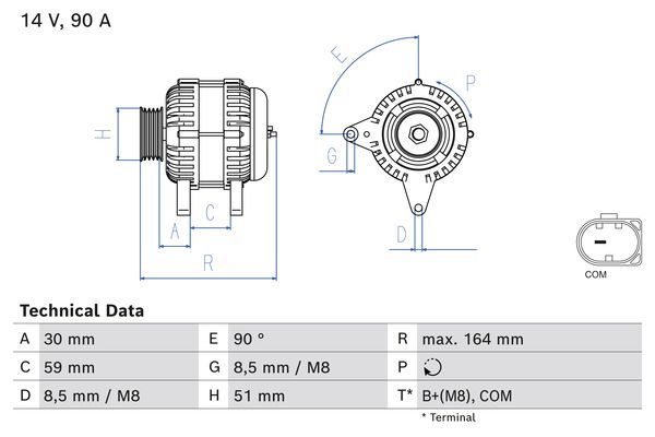 Alternator BOSCH 0 986 084 750