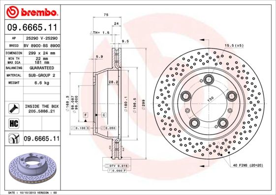 Tarcza hamulcowa BREMBO 09.6665.11