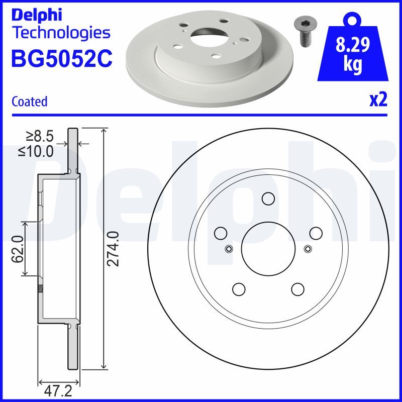 Tarcza hamulcowa DELPHI BG5052C