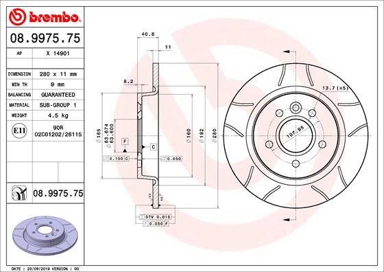 Tarcza hamulcowa BREMBO 08.9975.75