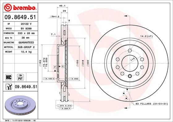 Tarcza hamulcowa BREMBO 09.8649.51