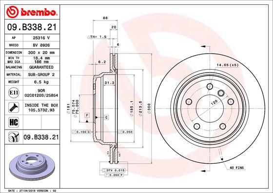 Tarcza hamulcowa BREMBO 09.B338.21