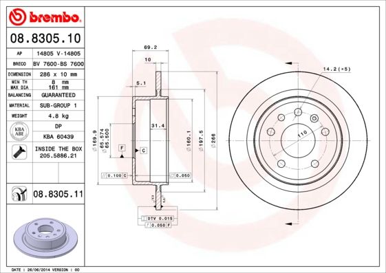 Tarcza hamulcowa BREMBO 08.8305.11