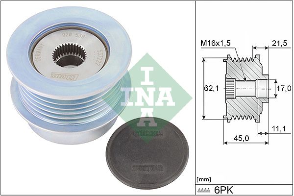 Alternator - sprzęgło jednokierunkowe INA 535036710