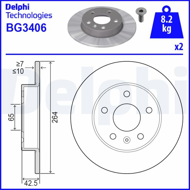 Tarcza hamulcowa DELPHI BG3406