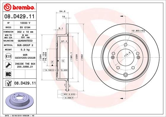 Tarcza hamulcowa BREMBO 08.D429.11