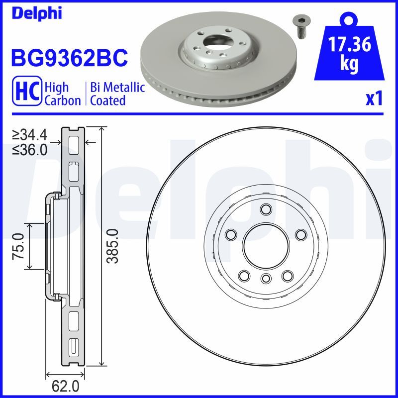 Tarcza hamulcowa DELPHI BG9362BC