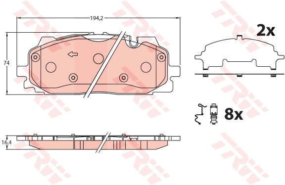 Zestaw klocków hamulcowych, hamulce tarczowe TRW GDB2190
