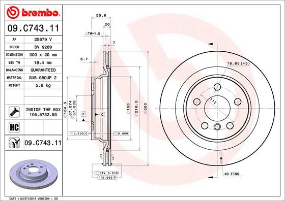 Tarcza hamulcowa BREMBO 09.C743.11