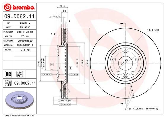 Tarcza hamulcowa BREMBO 09.D062.11