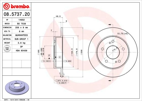 Tarcza hamulcowa BREMBO 08.5737.20