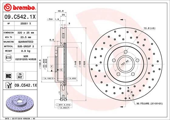 Tarcza hamulcowa BREMBO 09.C542.1X
