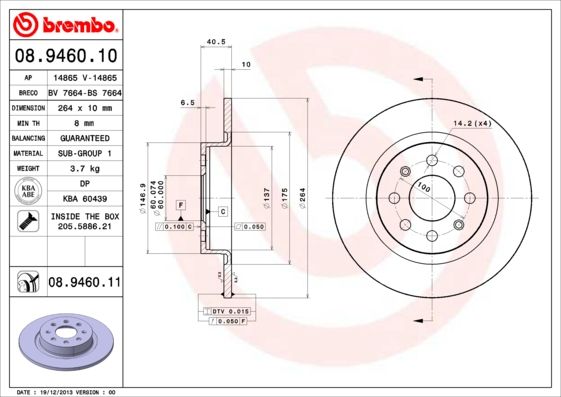 Tarcza hamulcowa BREMBO 08.9460.11