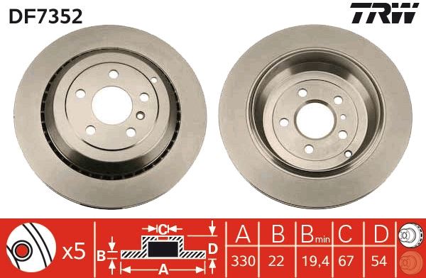 Tarcza hamulcowa TRW DF7352