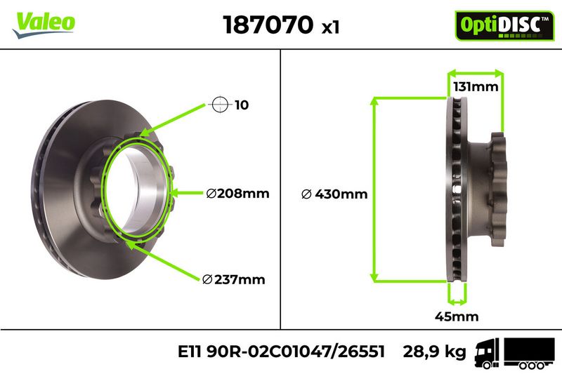 Tarcza hamulcowa VALEO 187070