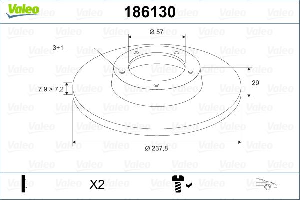 Tarcza hamulcowa VALEO 186130