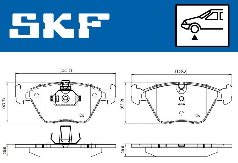 Zestaw klocków hamulcowych, hamulce tarczowe SKF VKBP80311