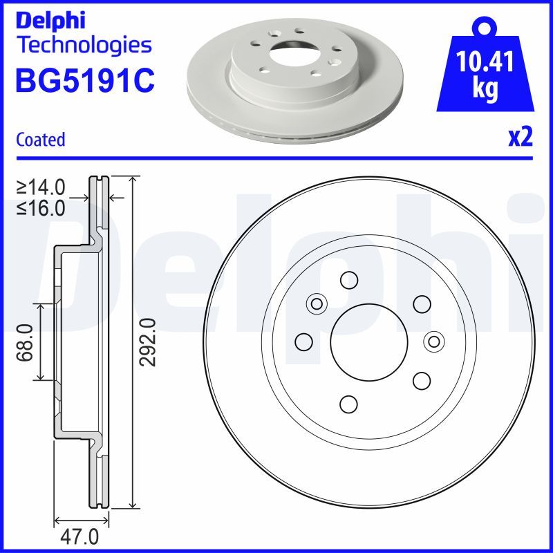 Tarcza hamulcowa DELPHI BG5191C