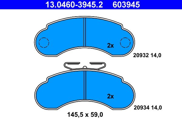 Zestaw klocków hamulcowych, hamulce tarczowe Ate 13.0460-3945.2
