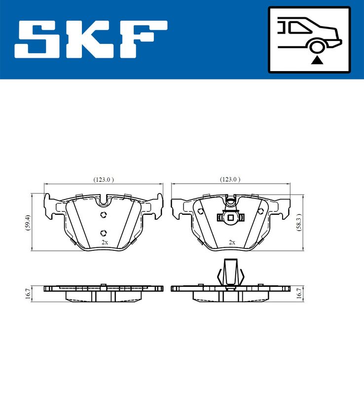 Zestaw klocków hamulcowych, hamulce tarczowe SKF VKBP90316
