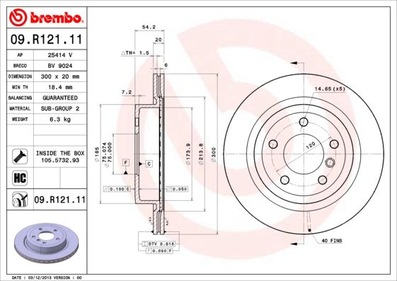 Tarcza hamulcowa BREMBO 09.r121.11