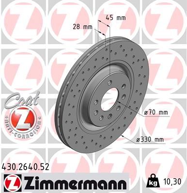 Tarcza hamulcowa ZIMMERMANN 430.2640.52