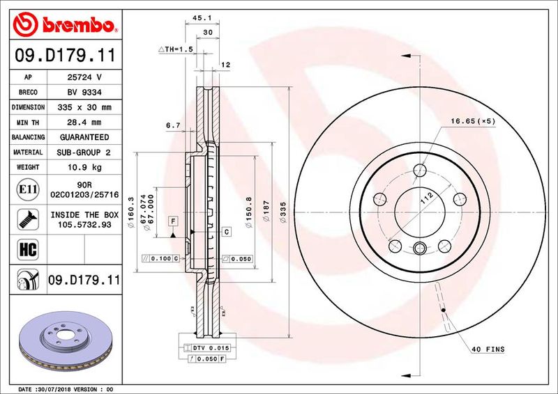 Tarcza hamulcowa BREMBO 09.D179.11